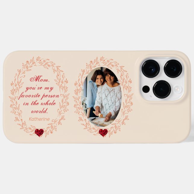 Modern Unique Cute Heart Mom Photo Mothers Day  Case-Mate iPhone Case (Back (Horizontal))