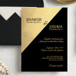 Modern Unique Elegant Black & Gold Foil Wedding Invitation<br><div class="desc">Gorgeous elegant and unique modern wedding invitations in black and faux gold foil ombre design. Lettering in gold and black and black background can be changed to any colour of choice. Personalize these card templates with your information. Back of card has a nice faux gold foil seal with bride &...</div>