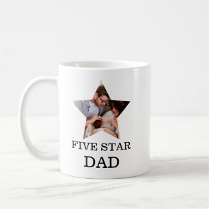 Modern Unique Fathers day Five star Dad 1 photo Coffee Mug