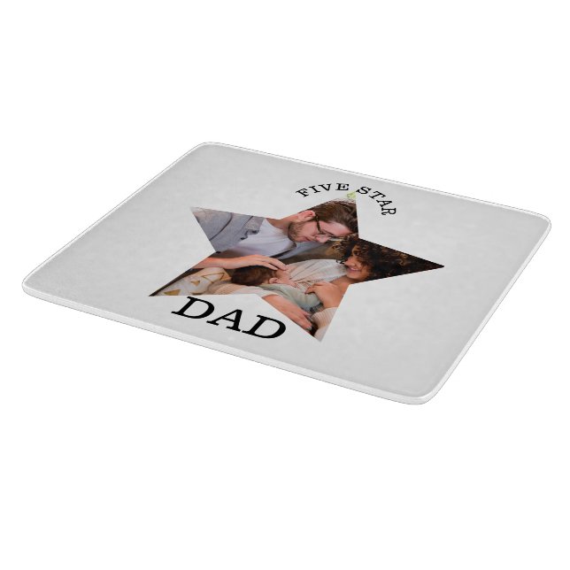Modern Unique Fathers day Five star Dad 1 photo Cutting Board (Corner)