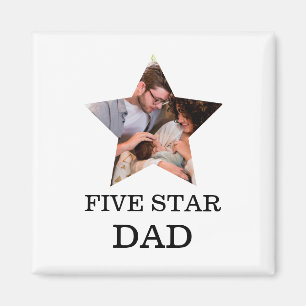 Modern Unique Fathers day Five star Dad 1 photo Magnet
