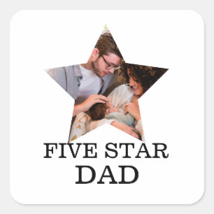 Modern Unique Fathers day Five star Dad 1 photo Square Sticker