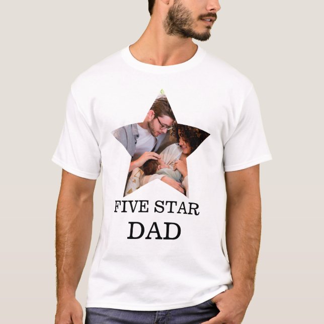 Modern Unique Fathers day Five star Dad 1 photo  T-Shirt (Front)