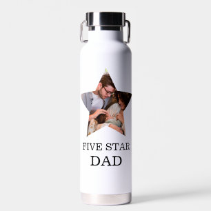Modern Unique Fathers day Five star Dad 1 photo Water Bottle
