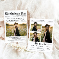 Modern Unique Fun Photo Newspaper Graduation