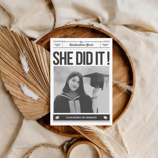 Modern unique funny photo newspaper graduation announcement (Creator Uploaded)