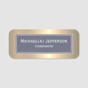 Modern Unique Gold & Delft Dark Blue Chic Identity Name Tag