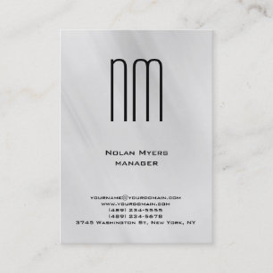 Modern unique grey monogram professional business card