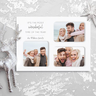 Modern Unique Holiday 3-Photo Dimensional Grid