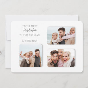Modern Unique Holiday 3-Photo Dimensional Grid