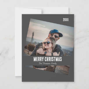 Modern unique minimalist Christmas photo dark grey