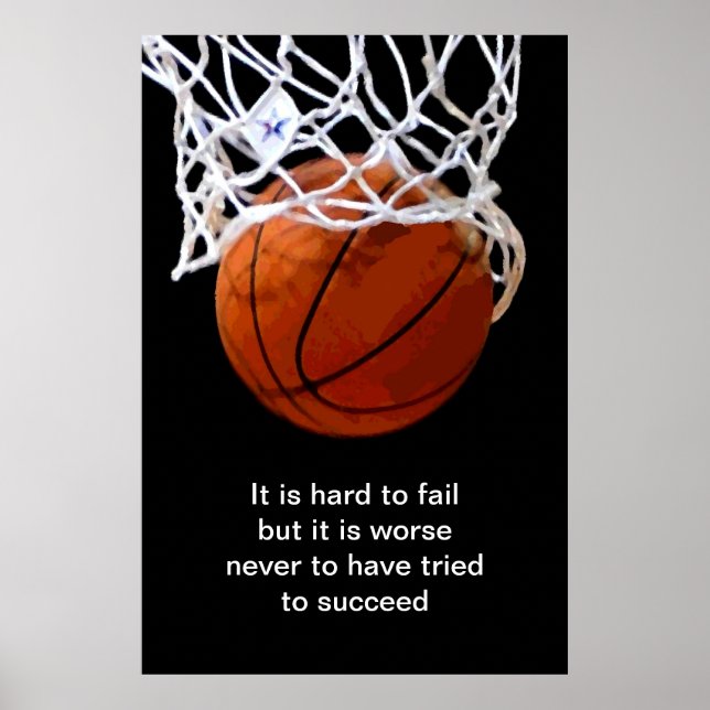 Modern Unique Motivational Quote Basketball Poster (Front)
