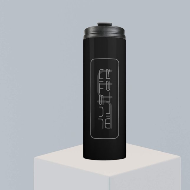 Modern Unique Name & Monogram | Dark Grey & Black Thermal Tumbler (Creator Uploaded)