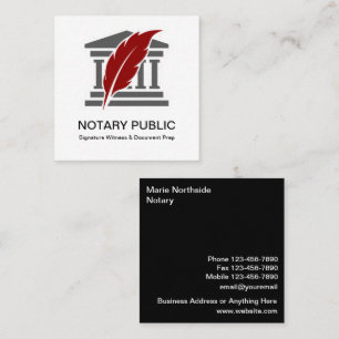 Modern Unique Notary Public Square Business Card
