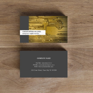 Modern Unique Photo Gold Circuit Board Computer Business Card