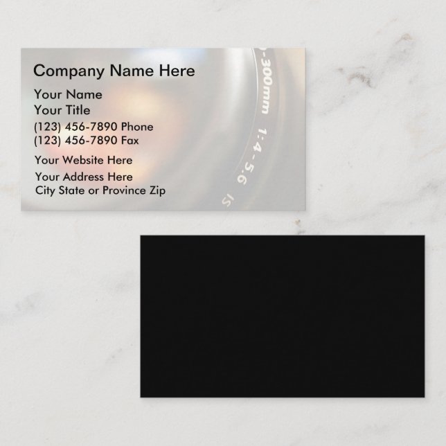 Modern Unique Photography Business Cards (Front/Back)