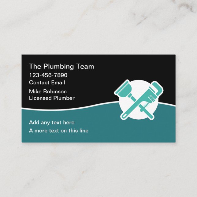 Modern Unique Plumber Service Business Cards (Front)