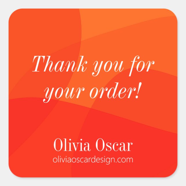 Modern Unique Red Orange Abstract Art Thank You Square Sticker (Front)
