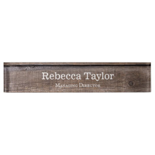 Modern Unique Rustic Wood Pattern  Nameplate