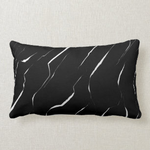 Modern Unique White Black Marble Pattern Lumbar Pillow