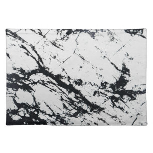 Modern Unique White Black Marble Stone Pattern Placemat