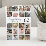 Modern Unisex 20 Photo Collage Birthday Card<br><div class="desc">This photo collage birthday card has 20 photos,  can be for him or her,  and you can add the age. The card is easy to personalize and the font styles,  size and colour can be changed by clicking on the customize further link after personalizing.</div>