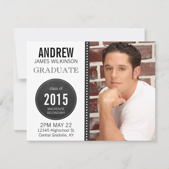 Modern Unisex Chalkboard Graduation Announcement (Front)