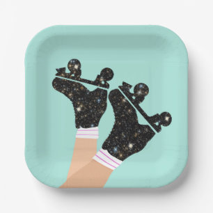 Modern Universe Roller Skates Roller Derby Mint Paper Plate
