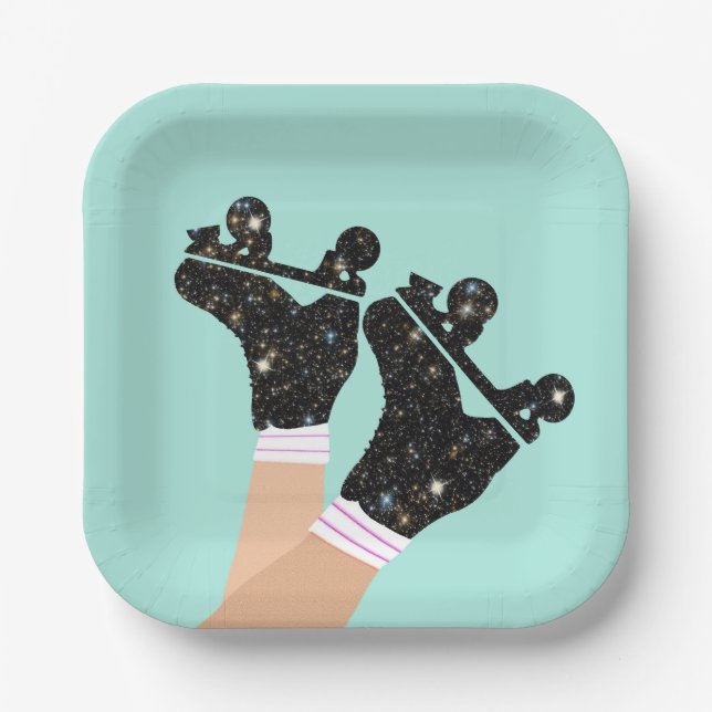 Modern Universe Roller Skates Roller Derby Mint Paper Plate (Front)