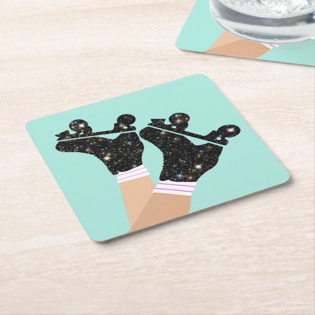 Modern Universe Roller Skates Roller Derby Mint Square Paper Coaster (Angled)