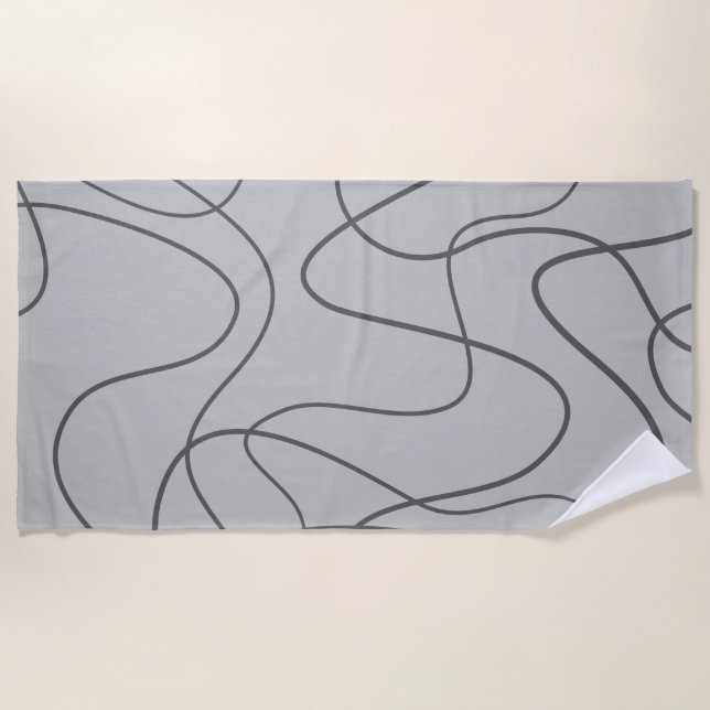 Modern, urban, abstract pattern. Curvy, wavy lines Beach Towel (Front)