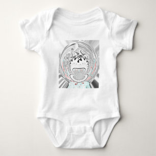 Modern Urban Ash Grey Flora Abstract Pattern Art Baby Bodysuit