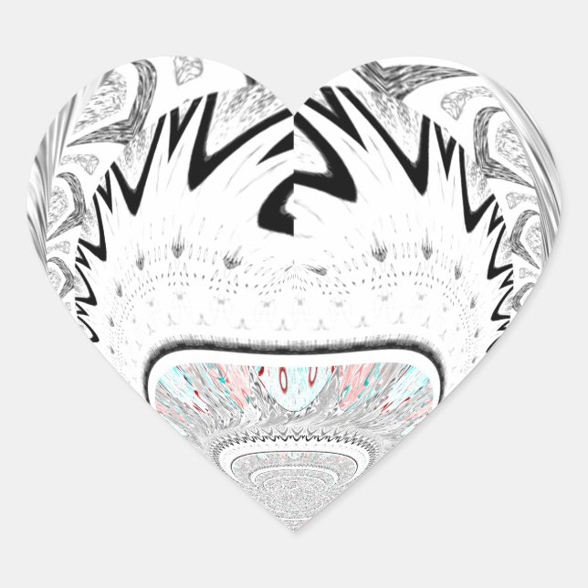 Modern Urban Ash Grey Flora Abstract Pattern Art  Heart Sticker (Front)