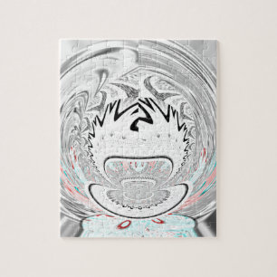 Modern Urban Ash Grey Flora Abstract Pattern Art  Jigsaw Puzzle