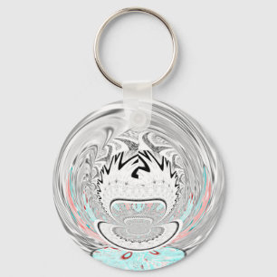 Modern Urban Ash Grey Flora Abstract Pattern Art  Keychain