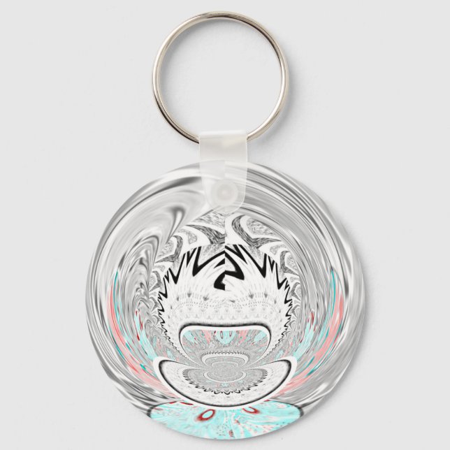 Modern Urban Ash Grey Flora Abstract Pattern Art  Keychain (Front)