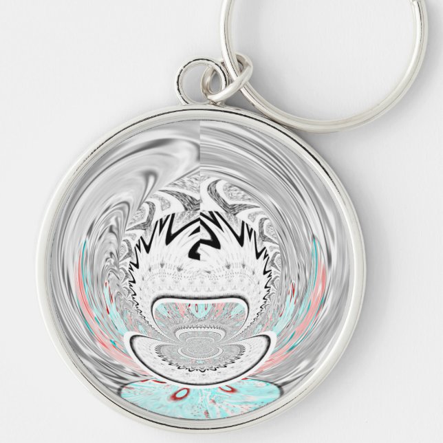 Modern Urban Ash Grey Flora Abstract Pattern Art  Keychain (Front)