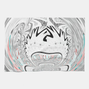 Modern Urban Ash Grey Flora Abstract Pattern Art  Kitchen Towel