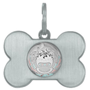 Modern Urban Ash Grey Flora Abstract Pattern Art  Pet Name Tag
