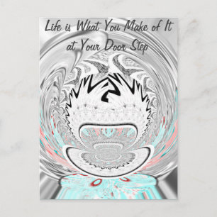 Modern Urban Ash Grey Flora Abstract Pattern Art  Postcard