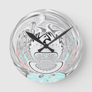 Modern Urban Ash Grey Flora Abstract Pattern Art Round Clock