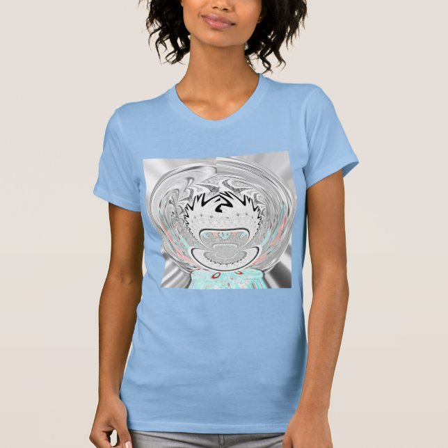 Modern Urban Ash Grey Flora Abstract Pattern Art  T-Shirt (Front)