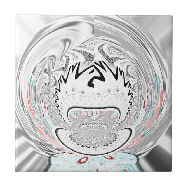 Modern Urban Ash Grey Flora Abstract Pattern Art  Tile (Front)