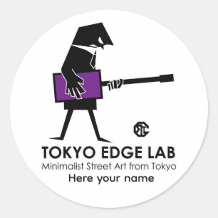 Modern Urban Bass Player Graphic - Tokyo Edge Lab Classic Round Sticker