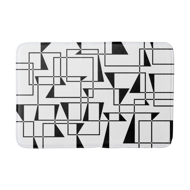 Modern, urban, bold, cool geometric pattern art bath mat (Front)