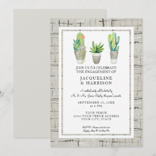 Modern Urban Cactus Succulent Engagement Party  Invitation