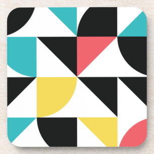 Modern, urban, colourful, fun geometric pattern coaster