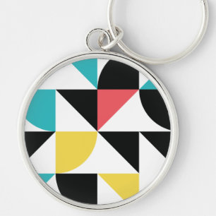 Modern, urban, colourful, fun geometric pattern keychain