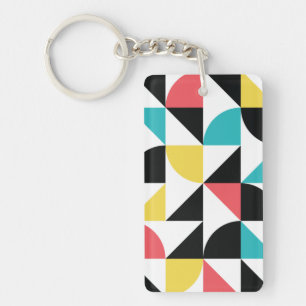Modern, urban, colourful, fun geometric pattern keychain