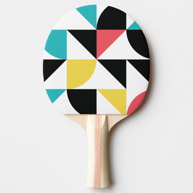 Modern, urban, colourful, fun geometric pattern ping pong paddle (Front)